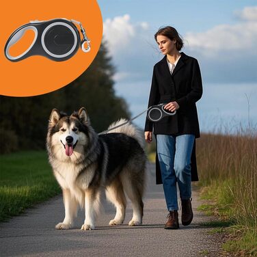 Рулетка для собак Aomig: витягувана повідка з антиковзним руків'ям, 8м, до 50кг