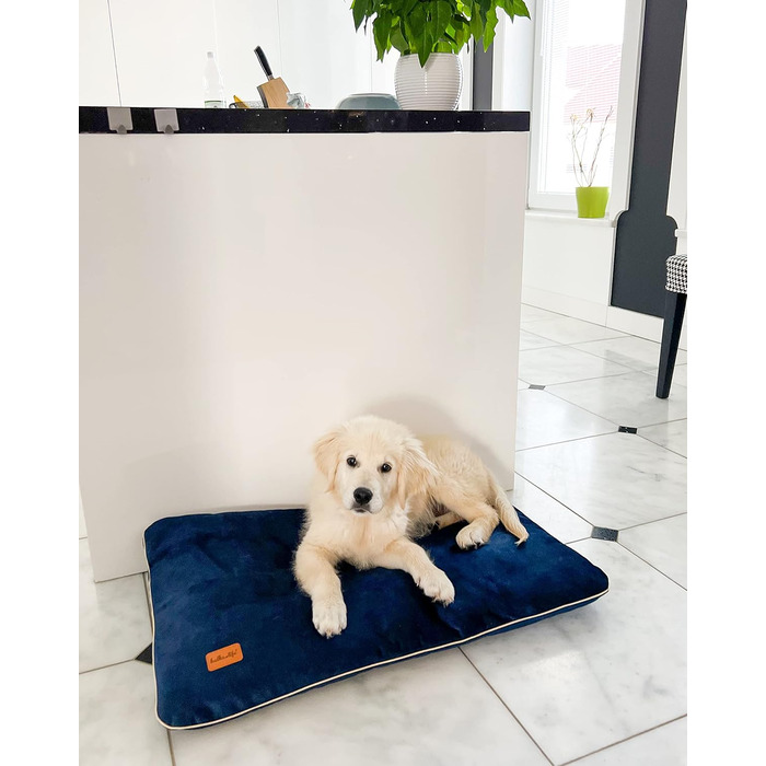 Водонепроникна подушка для собак та котів. Зручне ліжко з матеріалу, безпечне для тварин. Розмір 80x50 см, колір морський.