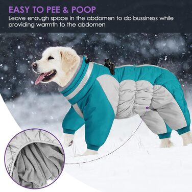 Зимовий теплий куртка для собак SUNFURA з коміром-гетром, відбиваючими елементами, непромокаючий та вітронепроникний, для малих та середніх собак, колір: бірюзовий, модель: Getaway Solids