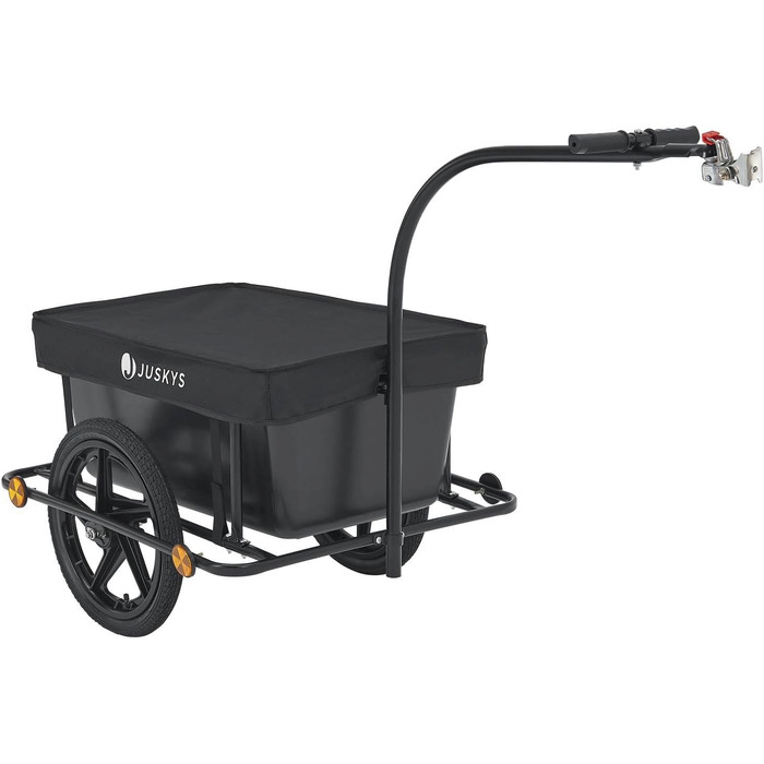 Велосипедний причіп Juskys 90 літрів: вантажний причіп з зчепленням та тентом - для вантажопідйомністю 40/80 кг