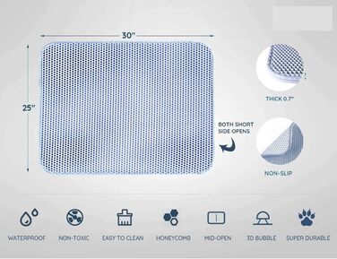 Килимок для котячого туалету KA®, великі коти, водонепроникний, EVA, PVC, двошаровий, для дому, балкону, вітальні
