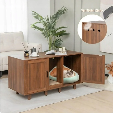 Будиночок для кота Costway, коричневий, прямокутний, 120 x 52 x 65 см