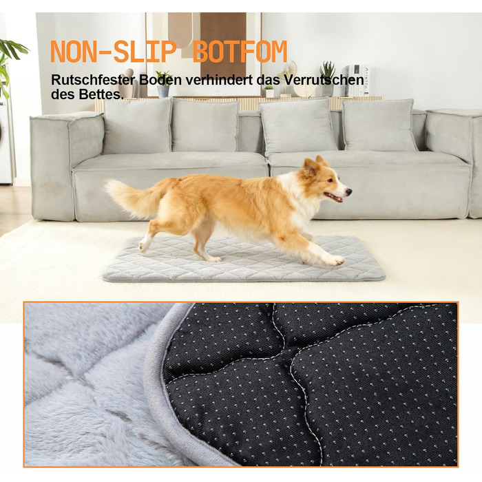 М'який килимок для собак, тепла ковдра для котів та собак, 75 x 50 см, M, м'яка підкладка, можна прати в пральній машині, неслизький, багатофункціональний, сірий