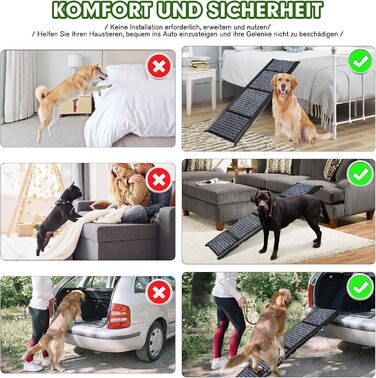 Рампа для собак у машину, складана, 160 см, з антиковзким покриттям, для легкових автомобілів, вантажівок та SUV, до 90 кг