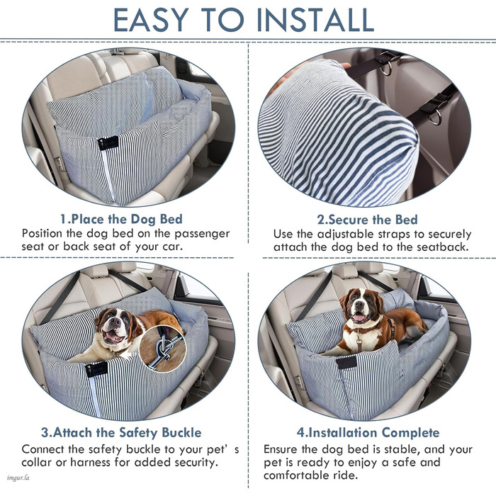 Автокрісло для собак LELEFIDO, великі породи до 36 кг, з підстилкою та 2 страхувальними ременями