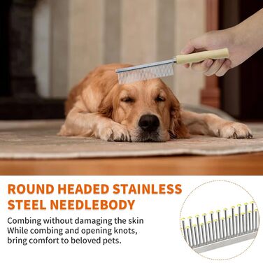 Набір гребінців для грумінгу тварин: гребінці для собак та котів з нержавіючої сталі, для видалення підшерстка