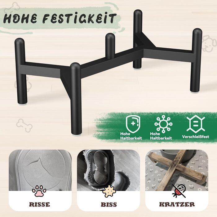 Керамічна годівниця для собак на підставці з нержавіючої сталі - подвійний набір мисок для собак, невеличких та середніх порід - неслизький набір мисок для корму та води - 350г / 660мл - 15см - сірий M сірий