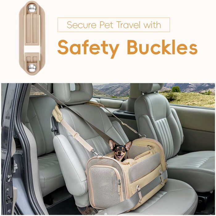 Транспортна переноска для котів та собак 4Pet, Khaki: міцна, з сіткою, для подорожей літаком та автомобілем