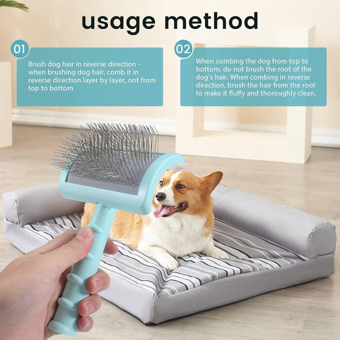 Зубна щітка для собак Feste – подовжена щітка для грумінгу великих собак, вичісування та видалення шерсті (зелена)