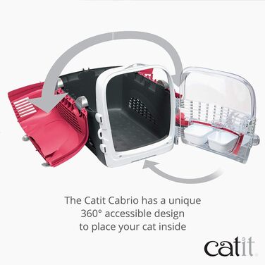 Переноска для котів Catit Cabrio, транспортна коробка, 51x33x35 см, червона/сіра