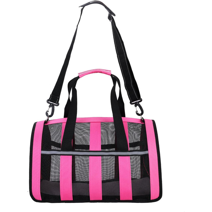 Транспортна сумка для тварин ITODA: переноска для собак та котів, рожева, L (35x23x21 см)