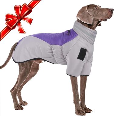 Водонепроникний теплий зимовий одяг для собак - куртка-манта для собак середніх та великих порід, фіолетовий, 5XL