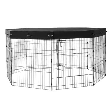 Металевий вольєр для собак VEVOR, 8 панелей, 76 x 61 см, розкладний, з дверцятами, матеріал: 600D Oxford, для собак, котів та інших дрібних тварин