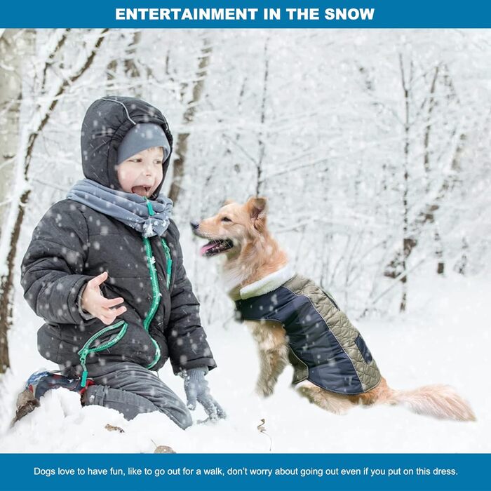 PETCUTE Зимовий теплий куртка для собак з відбиваючими елементами, регульований, з отвором для повідка, для маленьких, середніх та великих собак (S, Зелений)