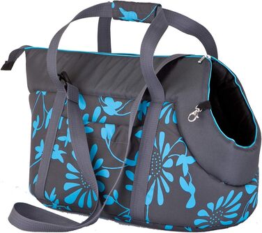 Транспортна сумка для собак та котів: переноска, сумка-переноска (бежева з принтом лапок, сіра з блакитними квітами) (R3, 30x50 см)