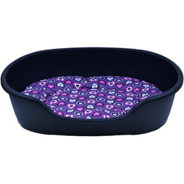 Корзина для собак Adena 58x38 см, антрацитова + подушка з сердечками, фіолетова L 58x38x20 см