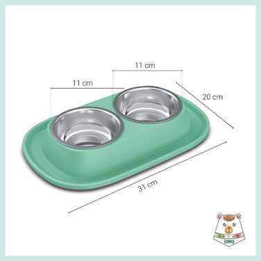 Миска для кота Patam Doppel з нержавіючої сталі з антиковзною підкладкою, італійського виробництва, Jerry Grün