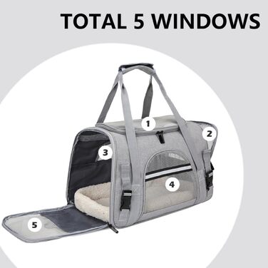 Транспортна переноска для собак та котів, складна, з м'якою підстилкою (сіра)