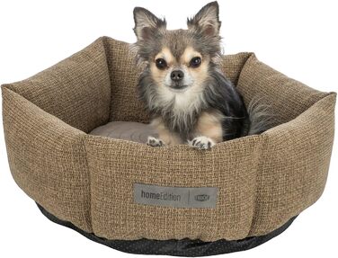 Кругле ліжко для собак TRIXIE Viviana, діаметр 50 см, коричневе - м'яке ліжко з велюрової тканини, корзина для маленьких собак, інтегроване подушка, неслизьке дно, можна прати - 37548, розмір 50x50x20 см