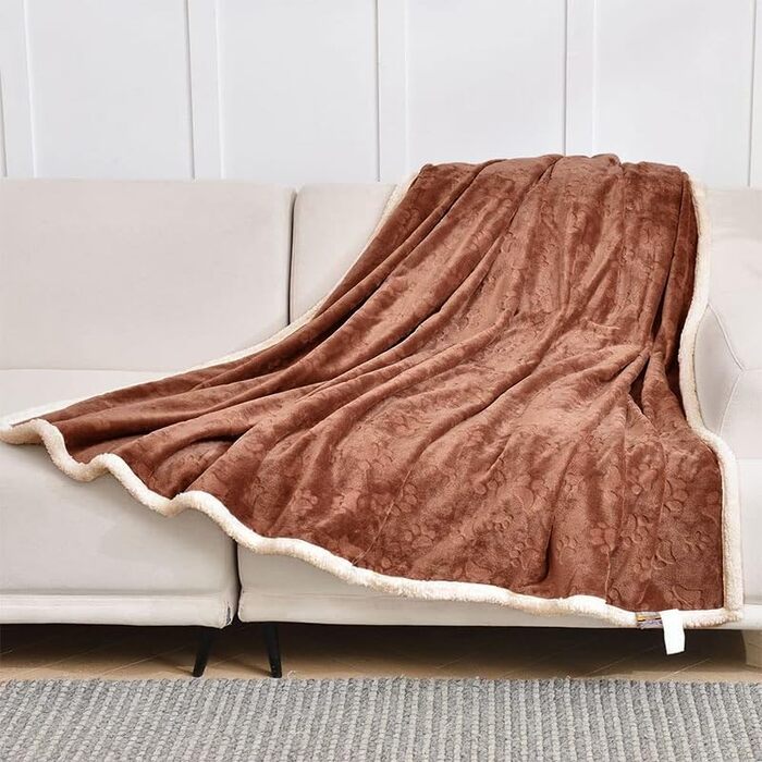 Водонепроникний плед для собак та котів, двосторонній, м'який та зносостійкий, захист для дивану, ліжка та авто, пральна ковдра для тварин (Taupe, Medium)