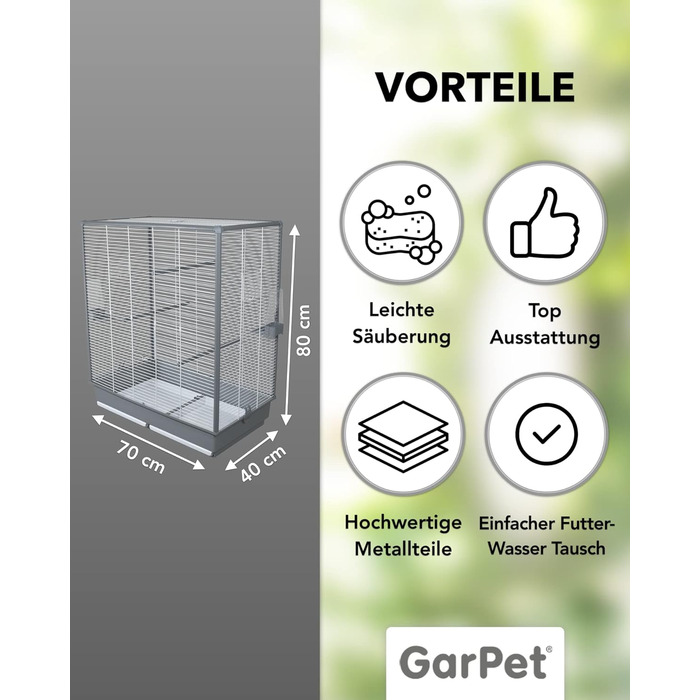 Клітка для птахів велика, волієра для хвилястих папужок, канарів, 2 птахів, аксесуари, 80 см