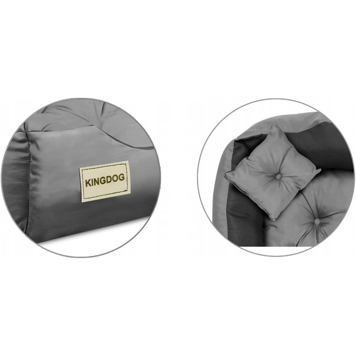 Ліжко для собак та котів KingDog з мікрофібри з двома подушками, корзина для собак, ліжко для домашніх тварин, миється, водонепроникний матеріал (розміри: 100x80 см / 115x95 см, сірий/чорний)