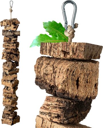 Натуральна іграшка для птахів з коркової шкіри, 60 см | Екологічний матеріал, безпечна для птахів