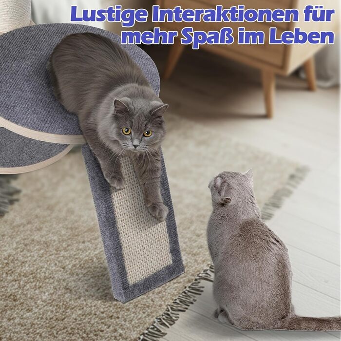 Кігтеточка для котів Eukue велика, 80 см з платформою, мотузкою з сизалю та стійкою основою. Підходить для кошенят та дорослих котів. Комплект кігтеточок (білий/сірий)