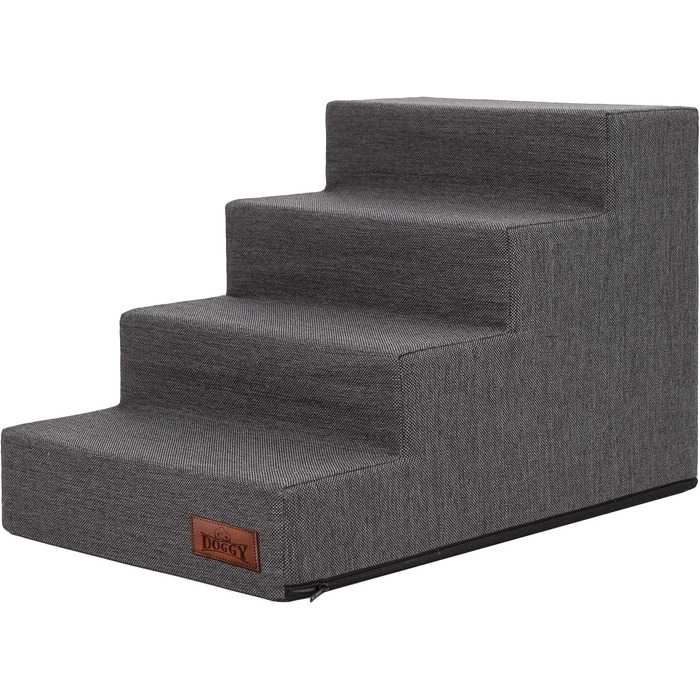 Східці для тварин Huastiertreppe: 4 сходинки, для собак та котів, допомога у підйомі, Graphit Inari, L - 40x60x40 см