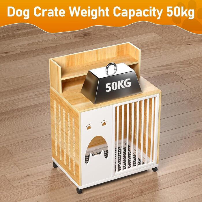 Клітка для собак Ageroul, меблевого стилю, 63,5 см, з висувним піддоном та роликами