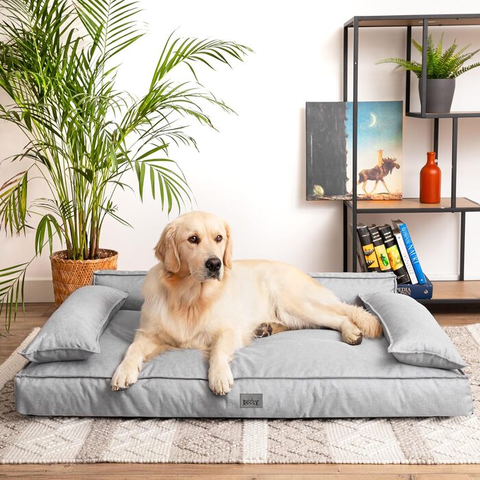 DOGGY Ліжко-матрац для собак XXL 120x77 см, сіре, ортопедичне, для великих і малих порід, знімний чохол, меблі для домашніх тварин