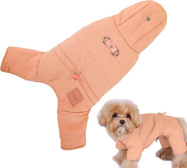 Зимовий одяг для собак: тепла куртка-худі для маленьких собак, 2XL, оранжева | Зручні зимові куртки для собак