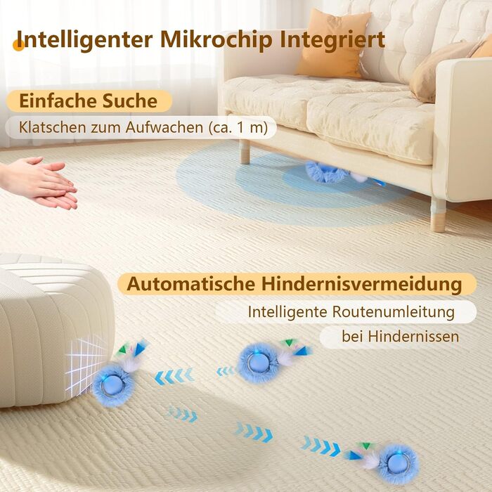 Іграшка для котів GoldenSun: м'ячик з дзижчанням, килимок з мишками, 5-лочкове хованки, блакитний колір