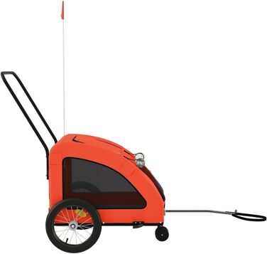 Фургон для собак VidaXL - переносний, з прапором та світловідбивачами, до 45 кг, Oxford-Gewebe, 63.5 x 124.5 x 66 см, Оранжевий