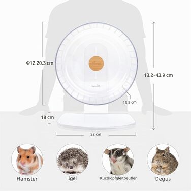 Колесо для хом'яків, джунгариків та мишей Niteange Super-silent XL з підставкою, прозоре