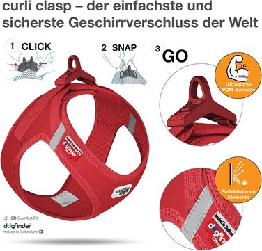 Шлейка для собак Curli Clasp Softshell, червона, 2XS
