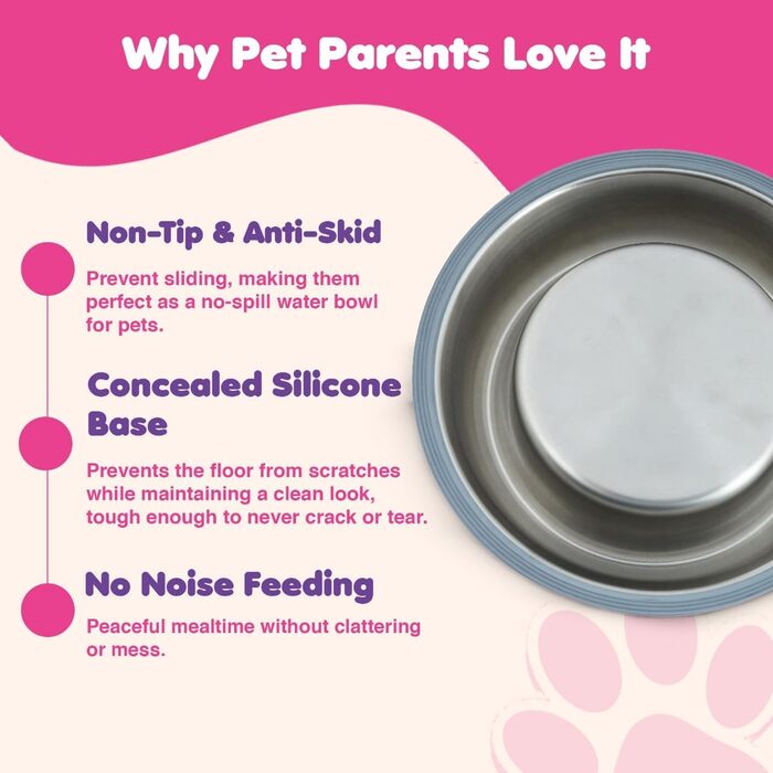 Набори мисок для собак та котів з нержавіючої сталі (2 шт) – миски для води з нековзним дном, 950 мл, діаметр 23 см