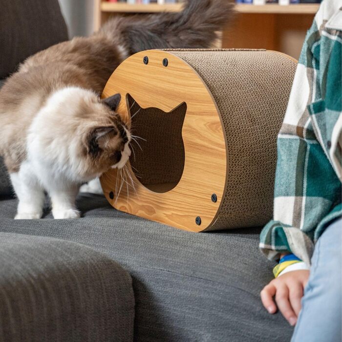 Котячий когтетоп з картону та килима, 30x43x25 см - іграшка для котів, натуральний матеріал