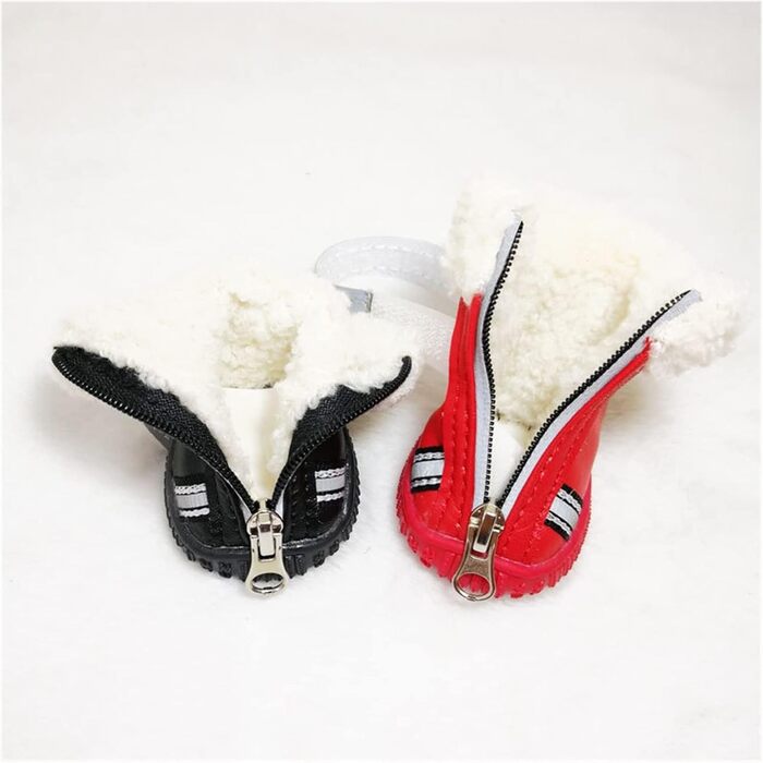 Зимові чоботи для собак - теплий флісовий набір з 4 шт. Водонепроникні шкіряні чоботи для собак з антиковзким покриттям