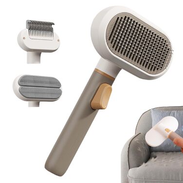 Щітка для собак під час линьки, гребінець для догляду з 3-ма насадками | Щітка для видалення шерсті для собак - для миття коротко- та довгошерстих порід, видалення підшерстка вдома, в квартирі, офісі, гуртожитку, на меблі