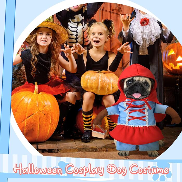 Костюм для собак Huhumy Rotkäppchen на Хелловін: милий, кумедний косплей для маленьких, середніх та великих собак (розмір S), обхват шиї 29.9 см, обхват грудей 43 см
