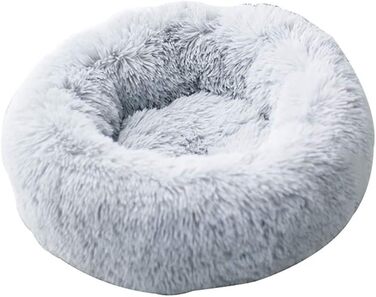 М'яке ліжко для собак та котів Deluxe, круглої форми, Doughnut, сірого кольору, 60 см, водонепроникне дно