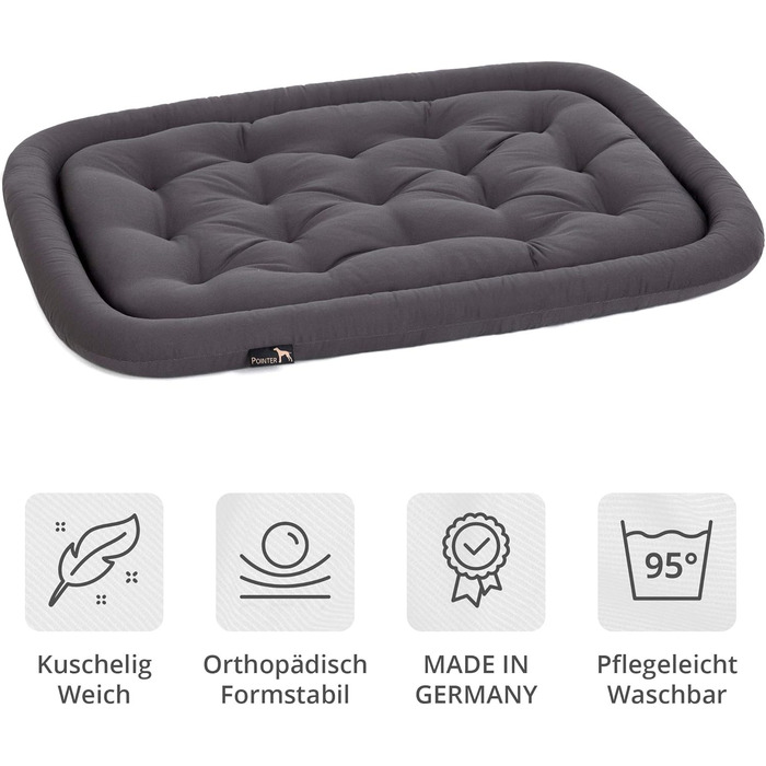 Ортопедичний лежак для собак середніх порід, 90x60 см - Лежанка для собак, що миється до 95°C, без запаху, міцна, для використання в приміщенні та на вулиці, Made in Germany (L - 90x60 см, Антрацит)