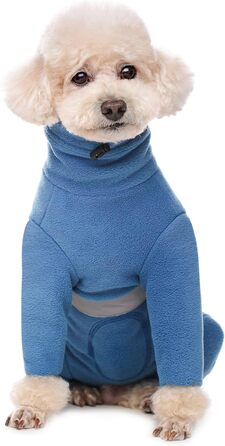 Теплий флісовий одяг для собак, зимовий, з довгим рукавом, для чотирилапих, регульований, для собак маленьких та середніх розмірів, розмір XL (блакитний)