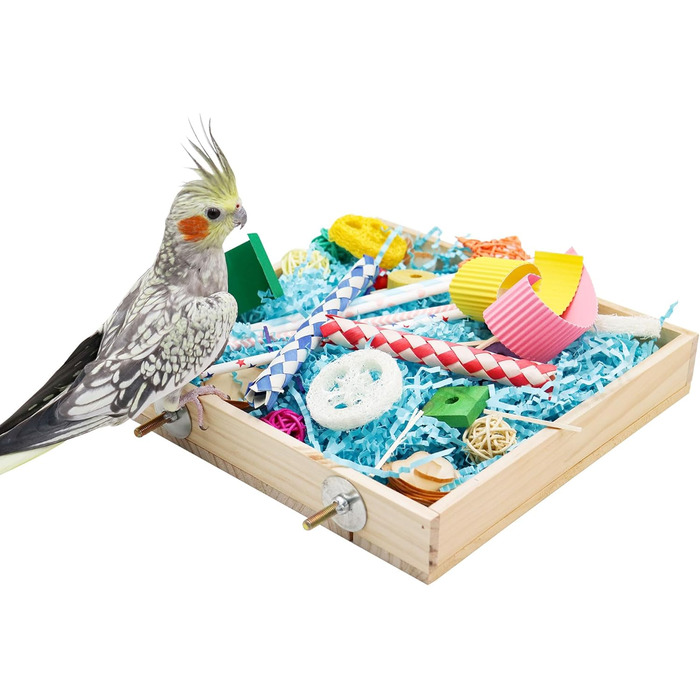 Іграшка-гойдалка для птахів Vogel: дерев'яна коробка для папуг, іграшки для гризучих, аксесуари для клітки, підходить для хвилястих, корел та конур