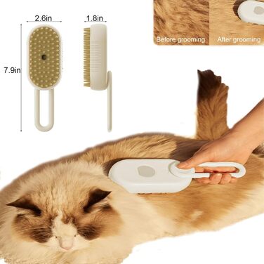 Парова щітка для котів Katzen від бренду Katzen, для довгошерстих котів, з функцією масажу та розпилення води, 360° поворотний насадка (біла)