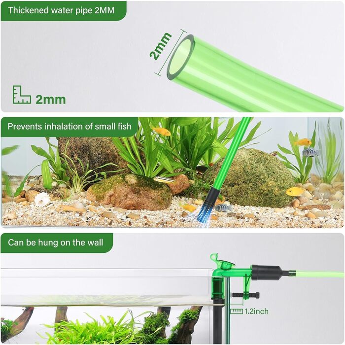 Сифон для акваріума AQQA: очищувач ґрунту, 3-в-1, до 60 см