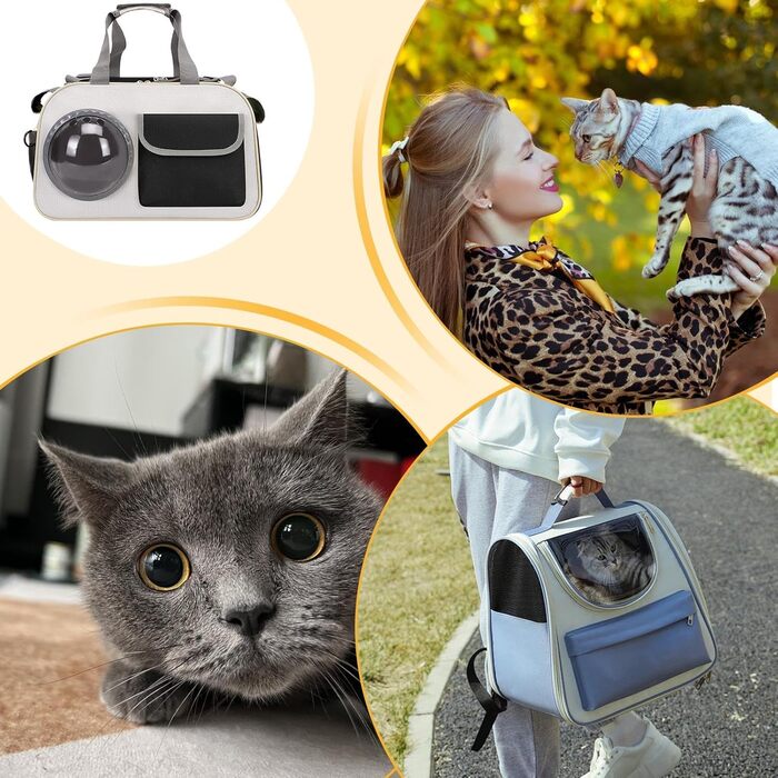 Транспортна сумка для кота Transportbox Katze - складана переноска для кота з вікном, дихаюча сумка-переноска для собак, котів, для подорожей літаком, кемпінгу, мотоцикла, авто (чорна)