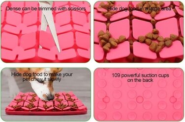 Килимок-лизалка для собак Katzenschlamm з присосками, лінза, зменшує нудьгу, для ласощів та корму, фіолетовий (червоний)