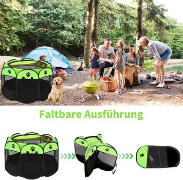 Складаний вольєр для цуценят та собак, портативний загон для тварин, 74x43 см (зелений)